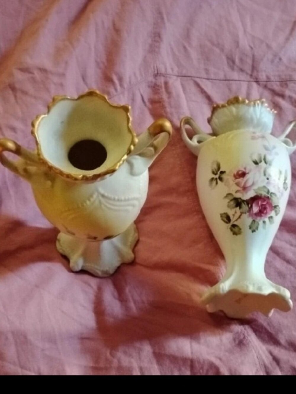 Ivory and Gold Floral Porcelain Vase Set - Home Accents